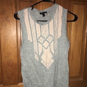 Grey Tank Top with Lace